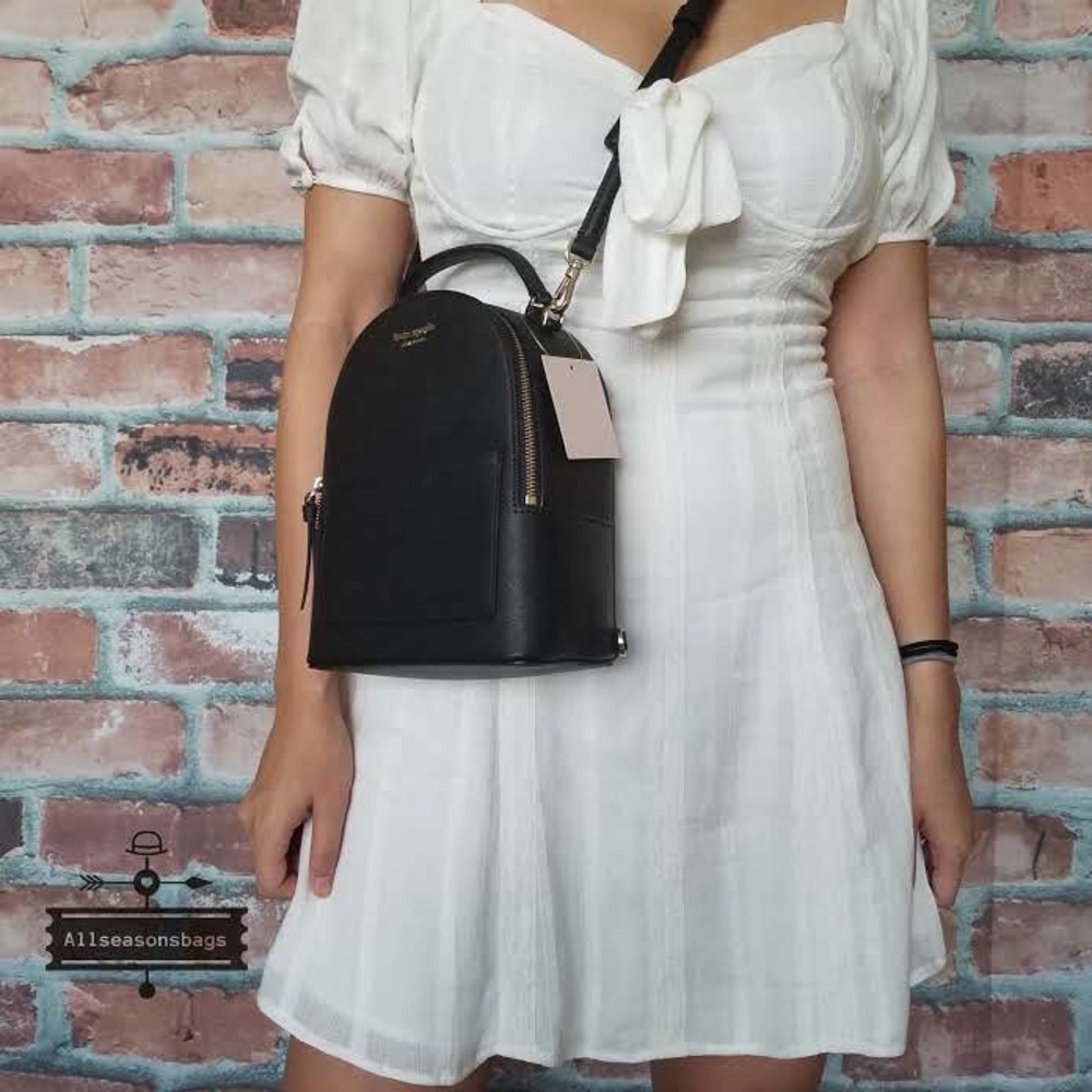 Kate spade MINI convertible backpack black leather - Picture 6 of 8